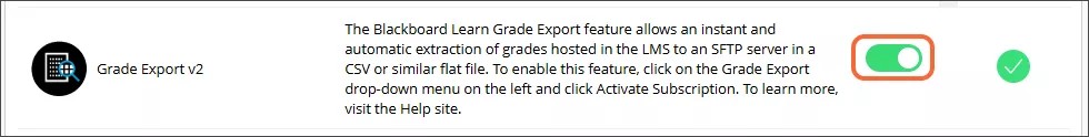 The Available toggle for Grade Export v2 shown turned on and highlighted in orange