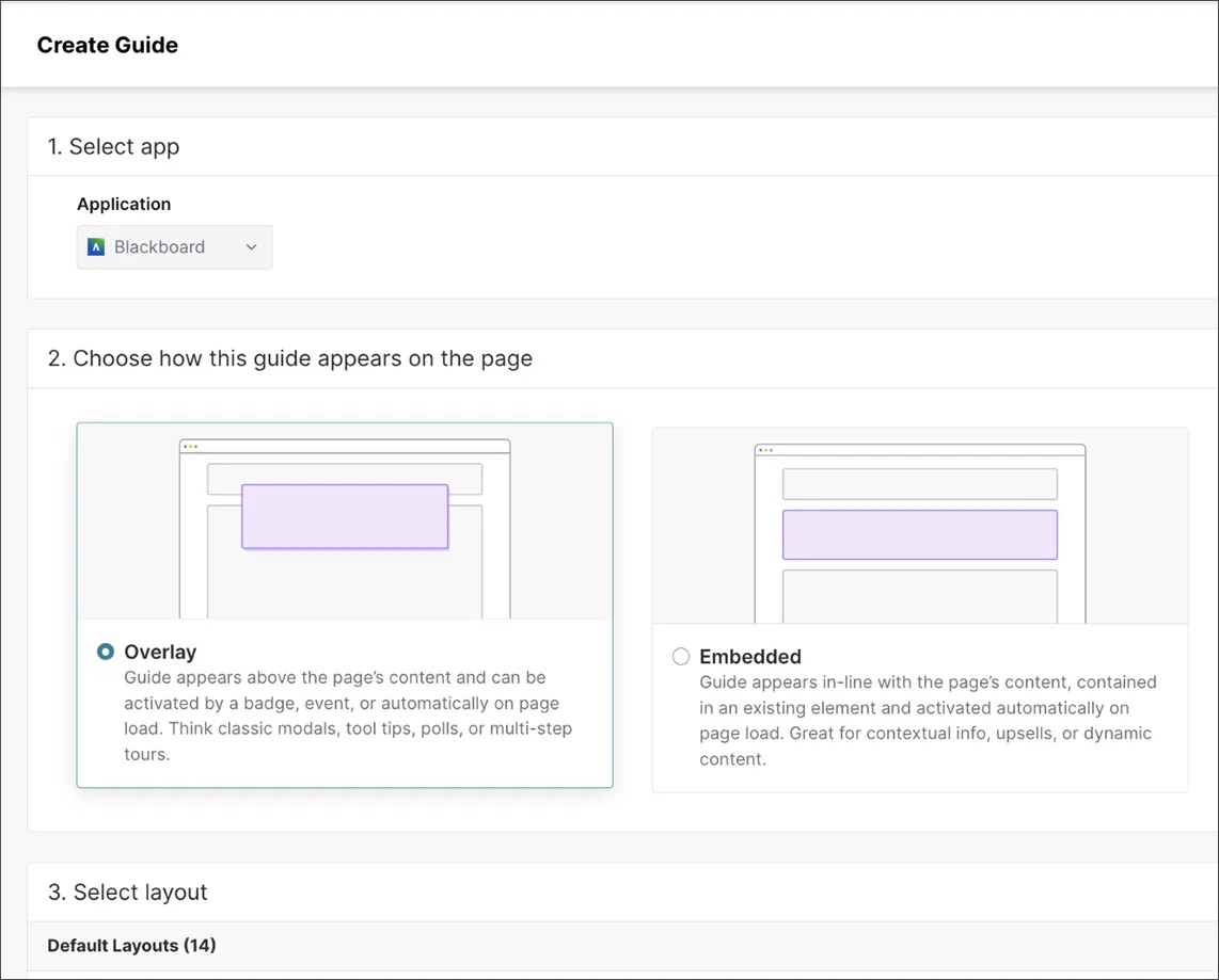 Workflow for embedding an inline Anthology Adopt guide into course content on Blackboard