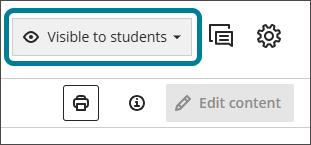 Le bouton Visible pour les étudiants, surligné en bleu, apparaît grisé.