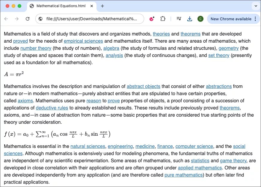 Document Microsoft Word avec support mathématique