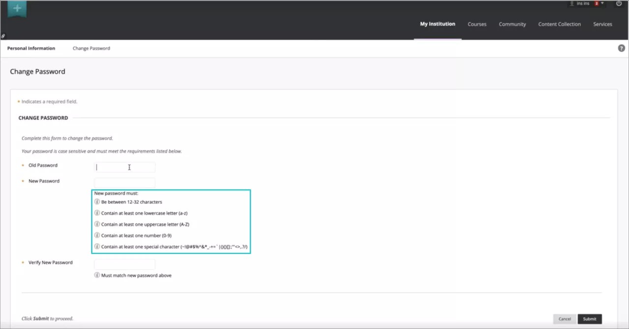 Un utilisateur modifie son mot de passe dans l'Expérience originale