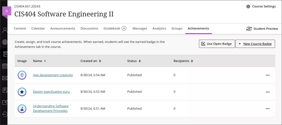 Milestone ajouter un badge ouvert