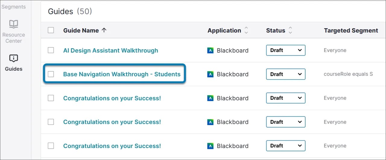 La page Guides Anthology Adopt contient une liste de guides, dont un est surligné en bleu.