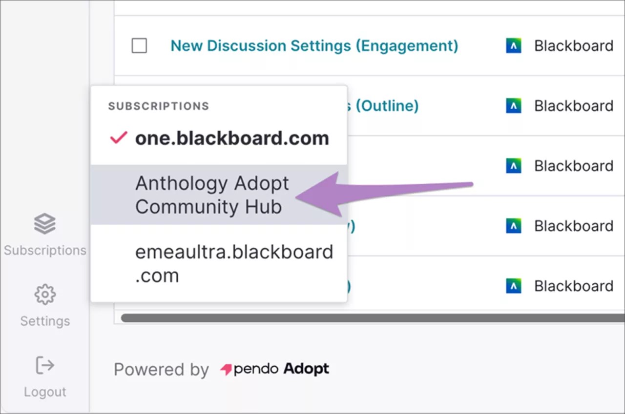 Centro Comunitário do Anthology Adopt em destaque na interface do Anthology Adopt