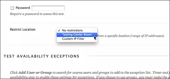 Restrições de Localização na visualização do Campo Original, mostrando o menu suspenso para escolher o local restrito.
