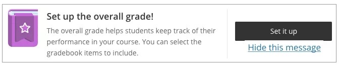 Example of the set up overall grade message