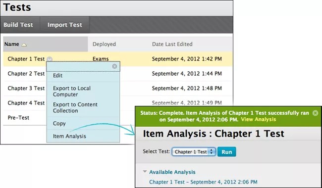 Select the new report's link in the Available Analysis section or select View Analysis in the status receipt at the top of the page.