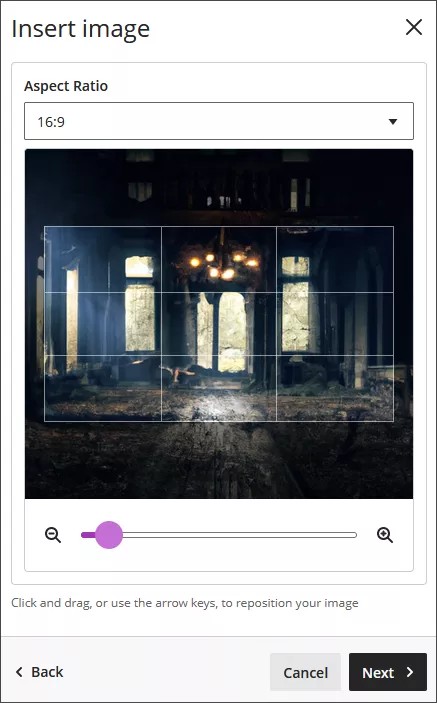 画像の画像のアスペクト比とズームオプション