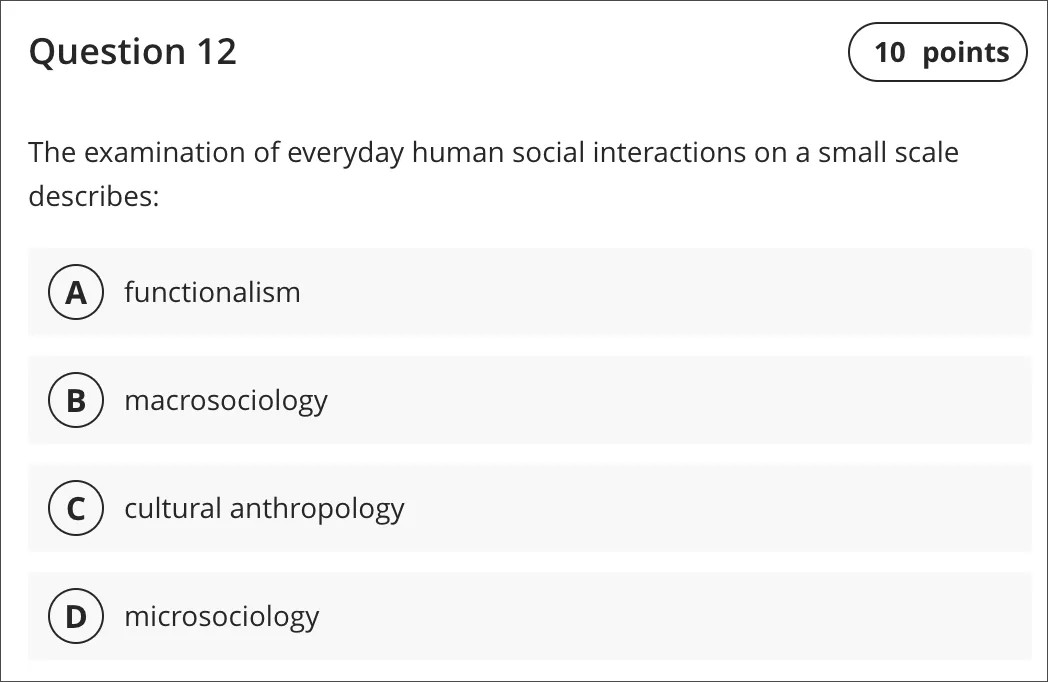 Visning av flervalgsspørsmål med ett mulig svar.