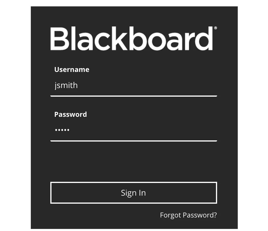 Sgrin mewngofnodi Myfyrwyr ar gyfer Blackboard
