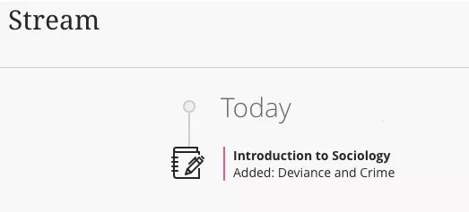 Notification of a journal added in the activity stream