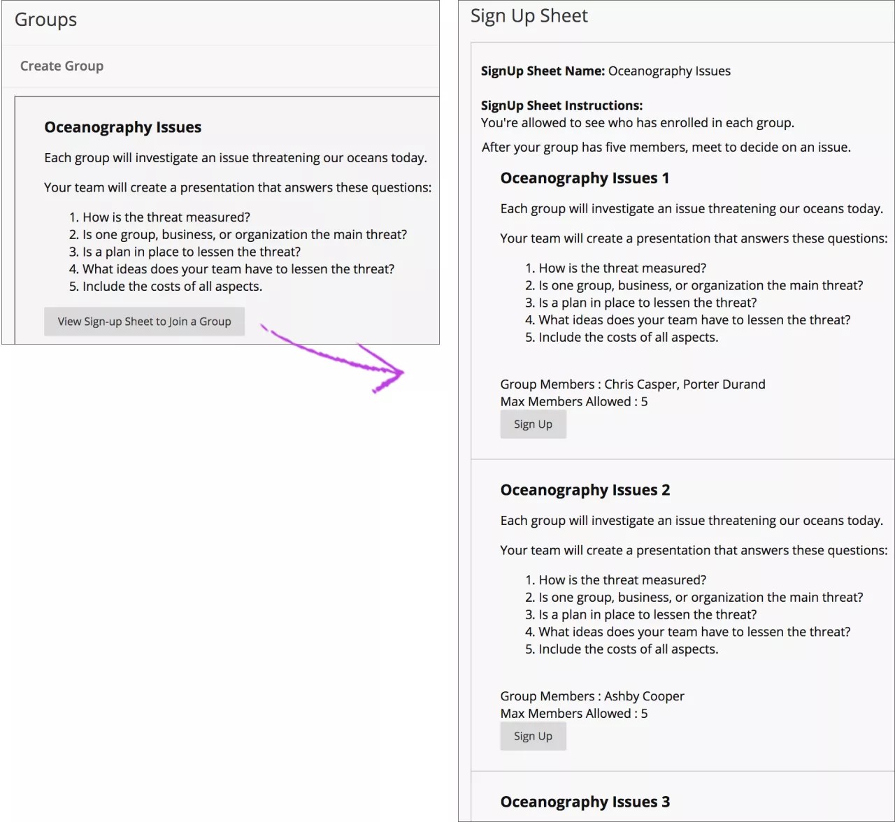Create Group Sign Up Sheet