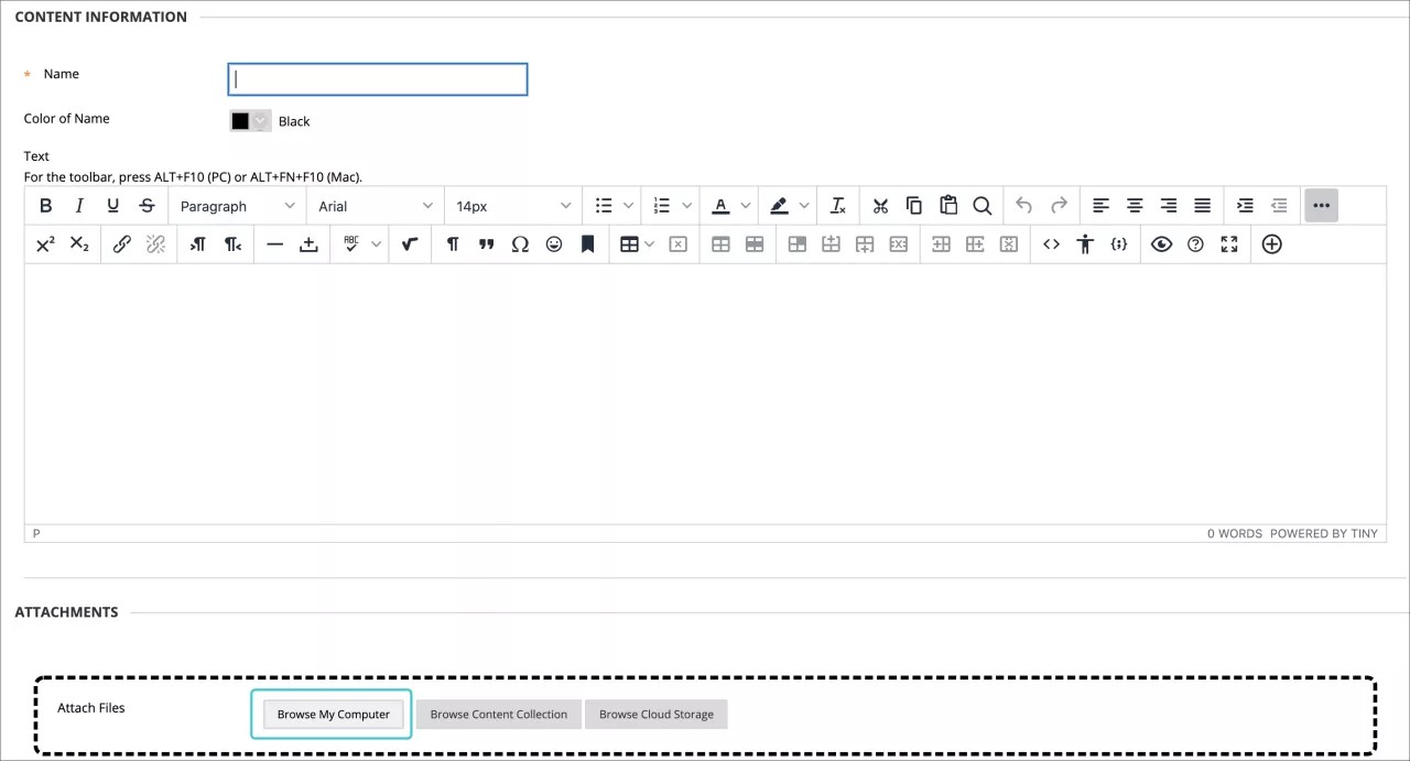 Inhoudseditor met de gemarkeerde optie 'Bladeren op mijn computer'.