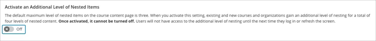 Activate an additional level of nested items.