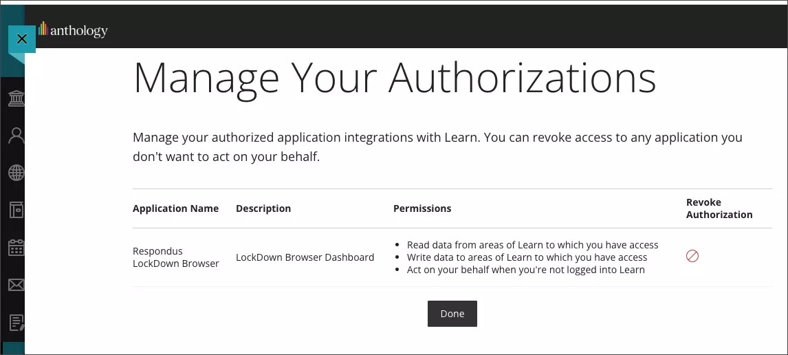 Manage Your Authorizations screen where you view what you've authorized and revoke access.