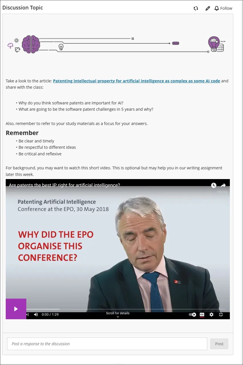 Tema de debate que incluye una grabación de Video Studio incrustada.