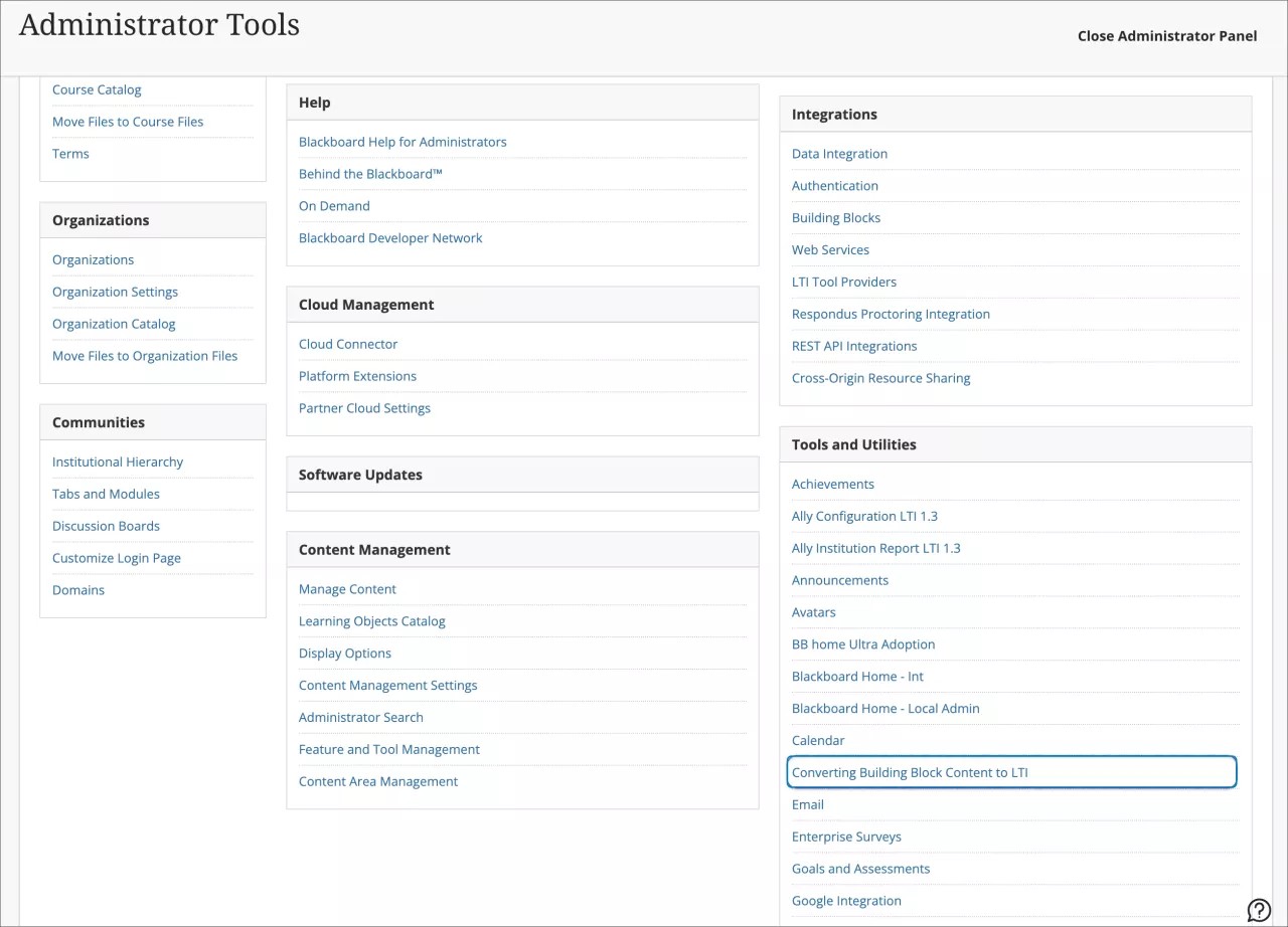 Building Block-inhoud converteren naar LTI