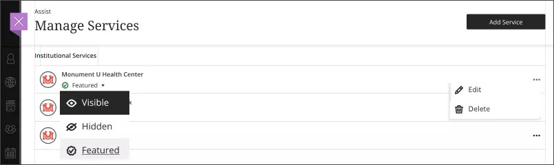 Paneel 'Services beheren' voor Ultra