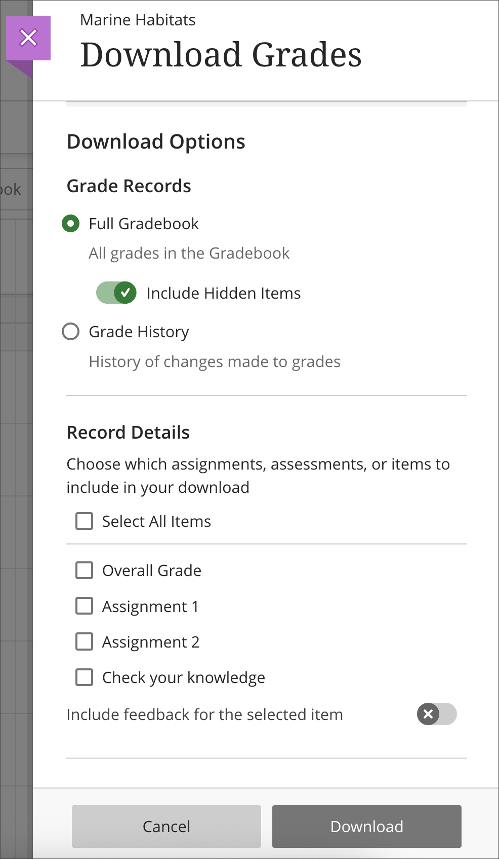 ultra_instructor_choosetoincludehiddenitemsingradebookdownload.png