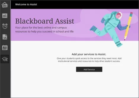Blackboard Assist-startpagina met knop Service toevoegen