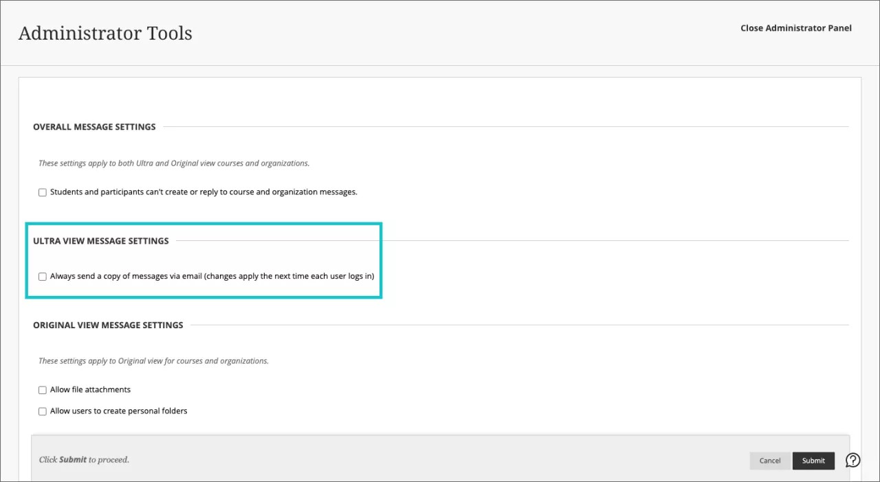 Na - Beheerders hebben de keuze om e-mailkopieën voor alle berichten te forceren