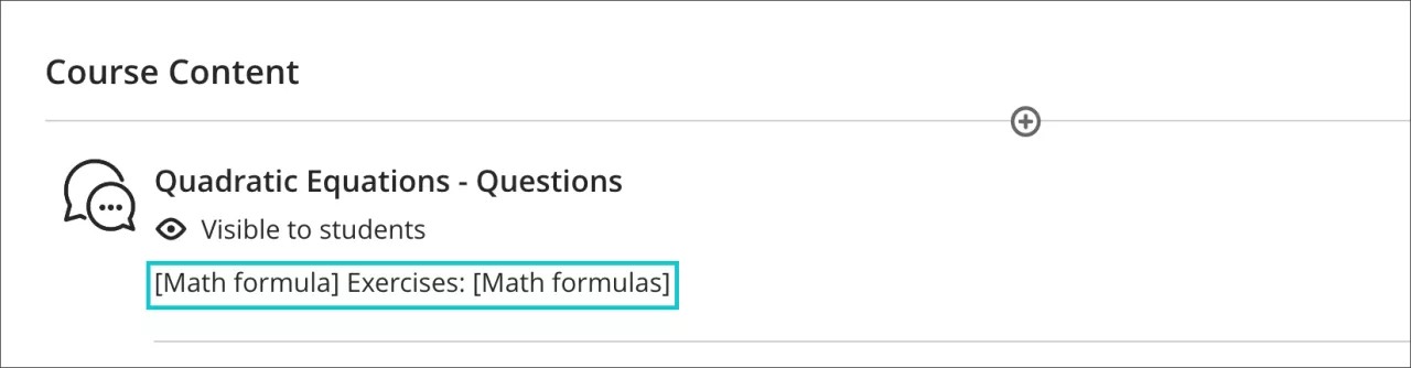 Beispiel für eine Diskussionsbeschreibung, die eine mathematische Formel enthält