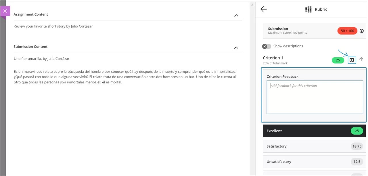 Geben Sie Feedback zu Kriterien