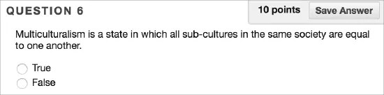 Eine Wahr-oder-Falsch-Frage, die den Text der Frage und die Antwortmöglichkeiten Wahr und Falsch zeigt. Die Frage ist 10 Punkte wert und oben rechts gibt es einen Button zum Antworten speichern.