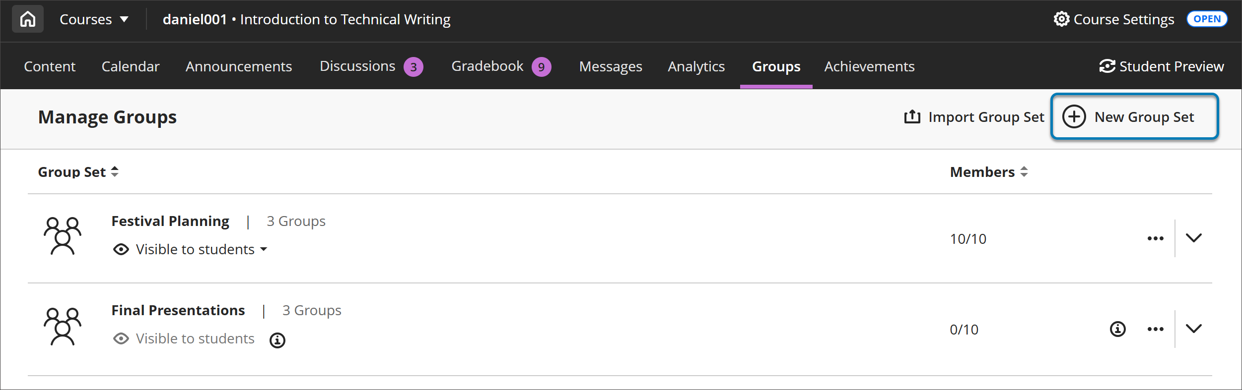 Landingpage "Gruppen", auf der die Schaltfläche "Neue Gruppengruppe" hervorgehoben ist.