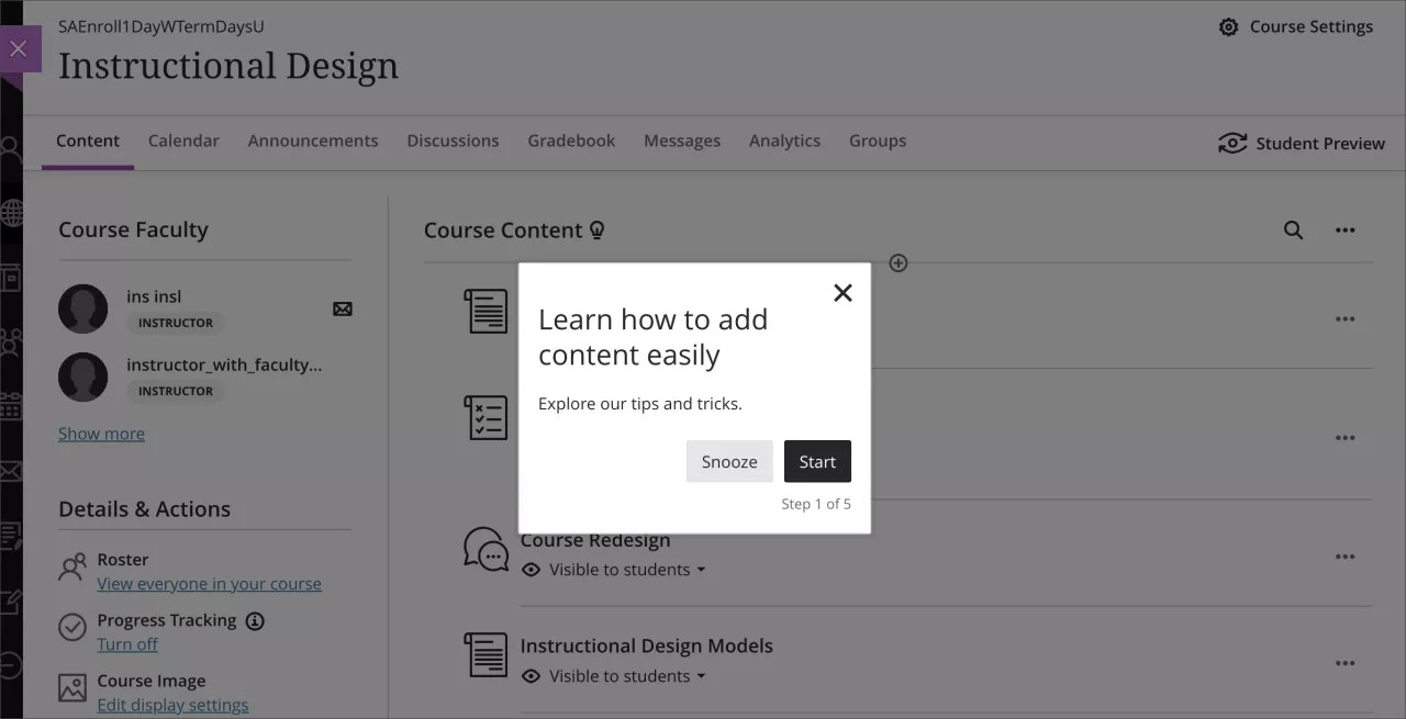 Una ventana emergente de Anthology Adopt que se muestra en Blackboard