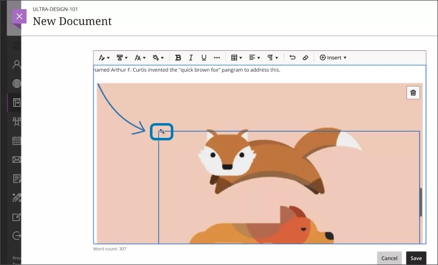Cambio del tamaño del contenido multimedia al arrastrar el controlador de la esquina