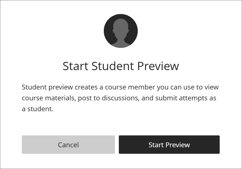 Ventana emergente que solicita confirmar la creación de un miembro del curso para la vista previa