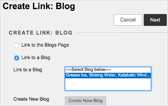 Crear enlace: blog