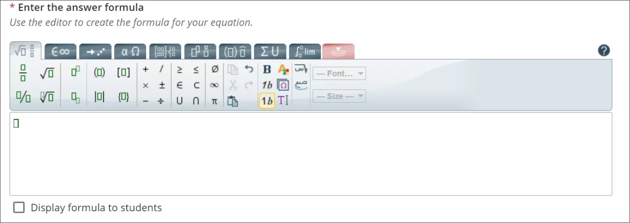Una vista completa del editor matemático MathType con una ecuación introducida en el cuadro de texto.