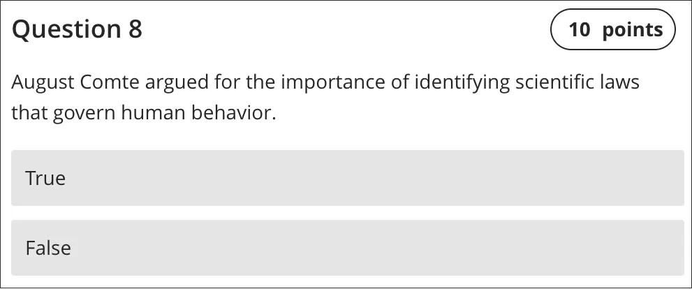 Example of a true or false question.