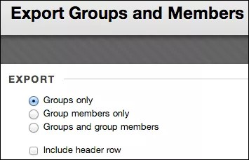 Export groups and members dialog options