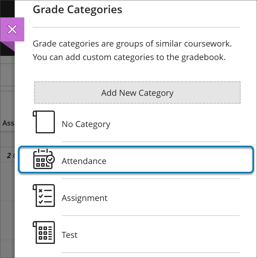 At the top, the Gradebook on its grid view is open with 1) the settings icon selected and highlighted, 2) the plus sign selected and highlighted, and 3) a dropdown list with the "Add Attendance" option displayed. At the bottom, the Gradebook is open with the plus sign selected and the "Add Attendance" option highlighted.