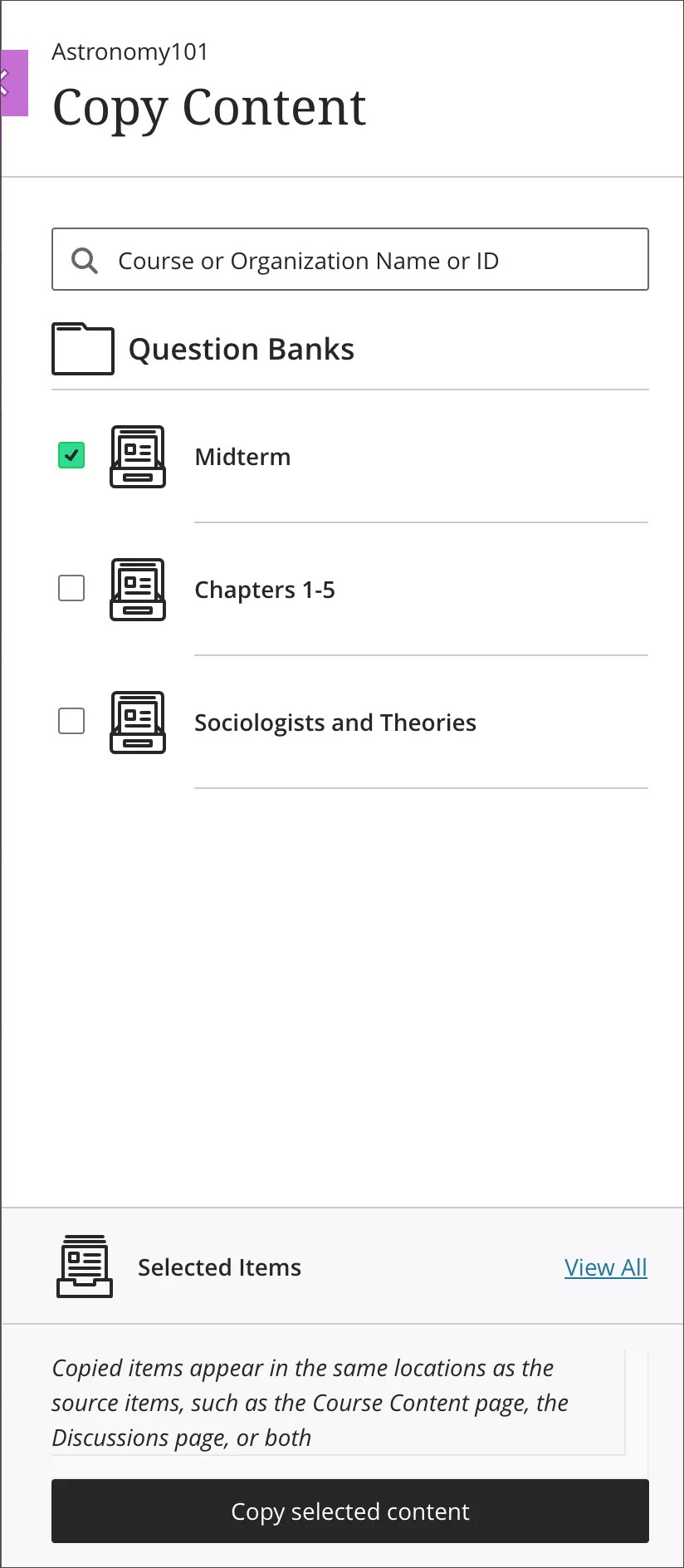 Lista de todos los bancos de preguntas
