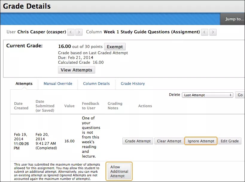 Detalles de calificación