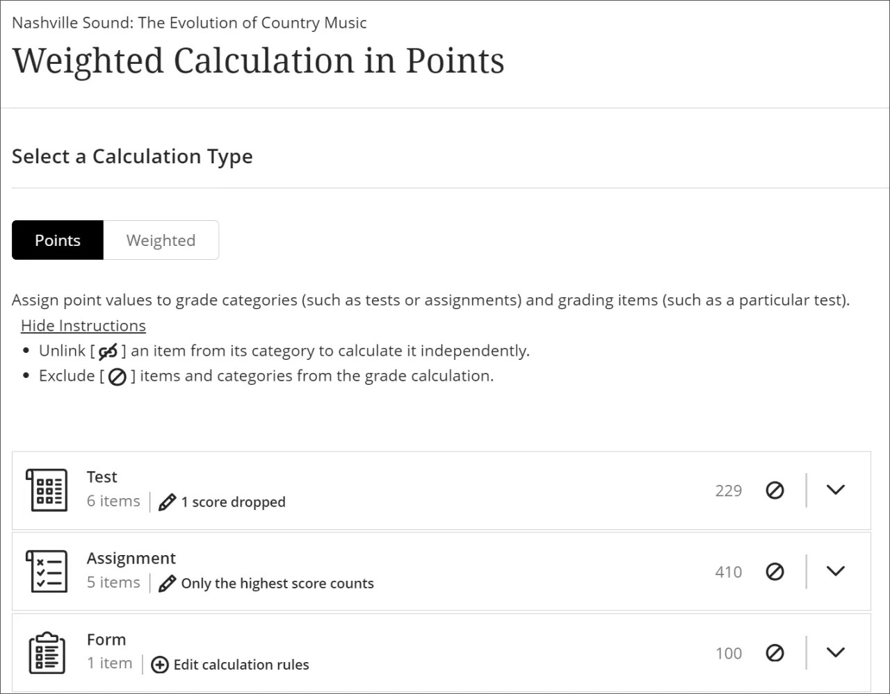 Crear un cálculo de total ponderado en puntos