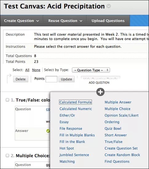 Cliquez sur le signe « plus » (+) avant ou après une autre question, puis choisissez un type de question.