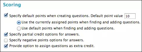 Options du menu de notation