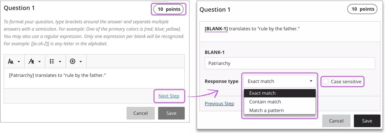 Il s'agit de la vue de modification d'une question vide à remplir.