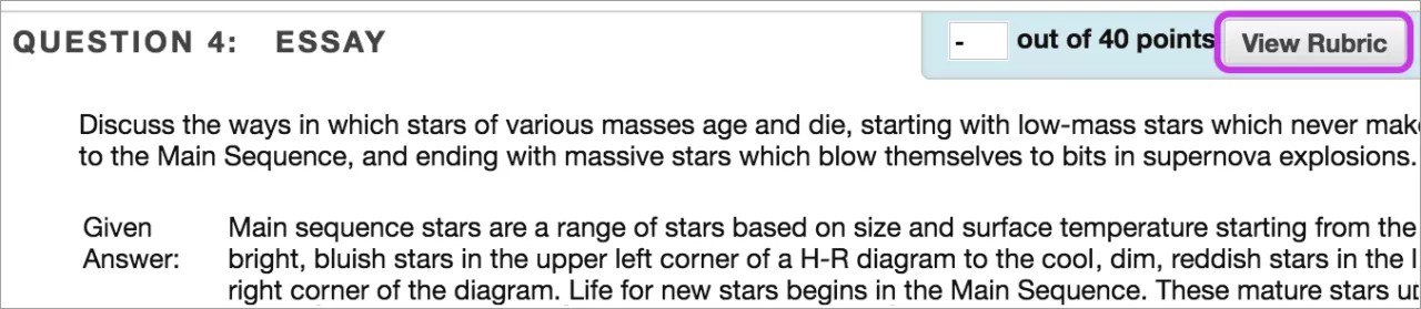 De knop 'Bekijk Rubriek' is paars gemarkeerd