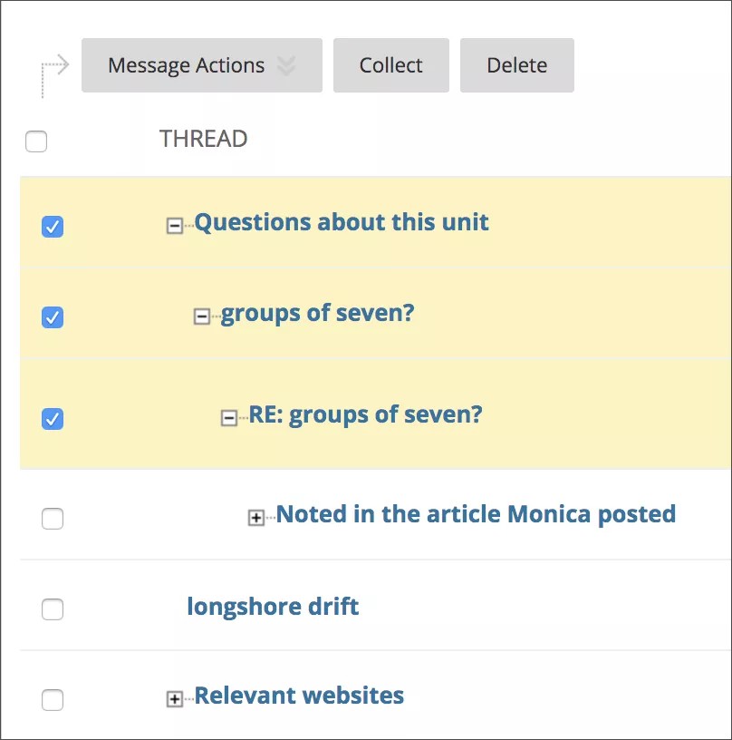 Een forum in boomweergave.