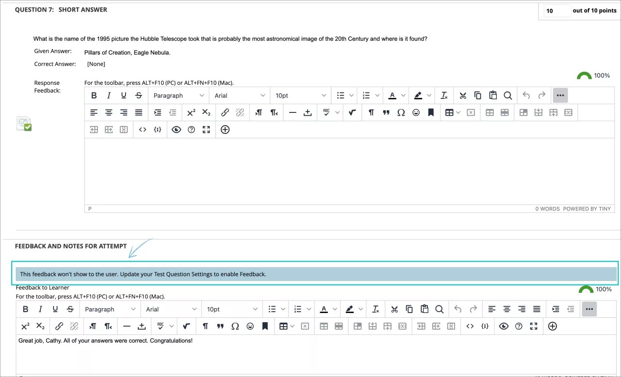 Comentários sobre a questão de resposta curta