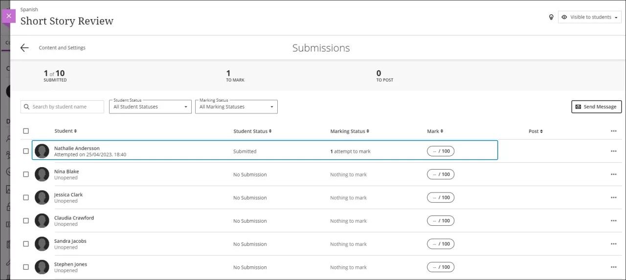 Öğrenciler gönderim sayfasından dereceli puanlama anahtarıyla nasıl not verilir