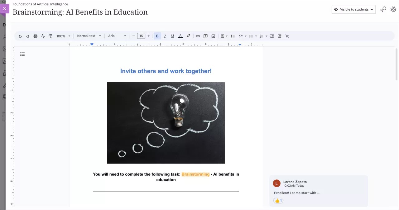 嵌入 Learn Ultra 中的 Google 协作文档