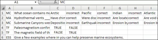 样本文件的Excel表格，包含多列。这张图片后面链接的示例问题文件内容与这张图片相同。