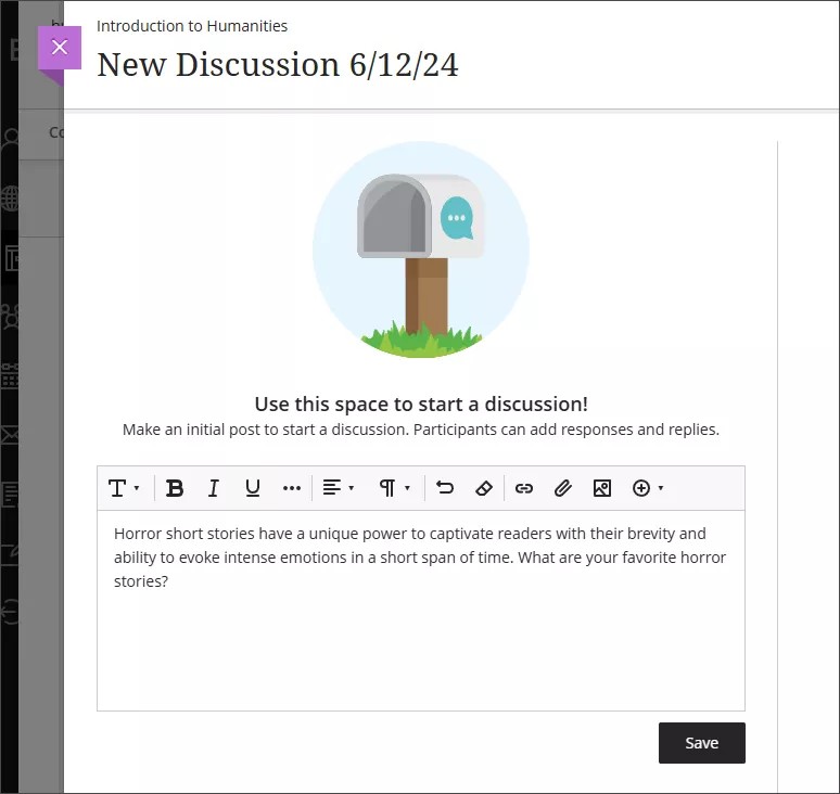 Neue Diskussionsseite, auf der der Editor sichtbar ist